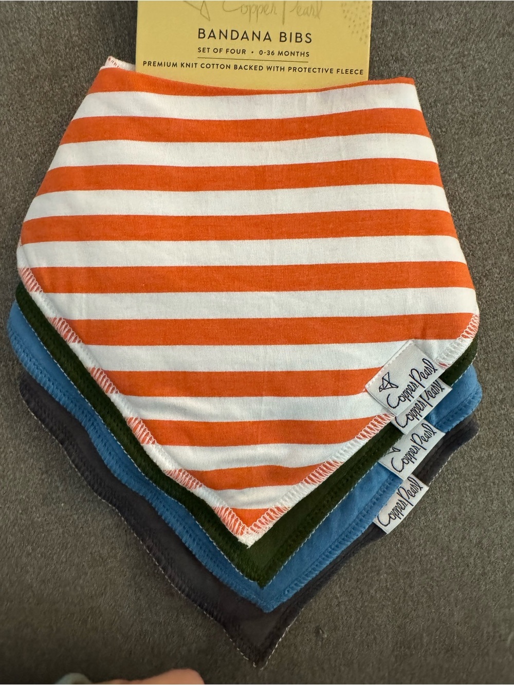 NWT Copper Pearl Jackson Baby Bandana Bibs 4 Pack- Stripe Solid Blue Green